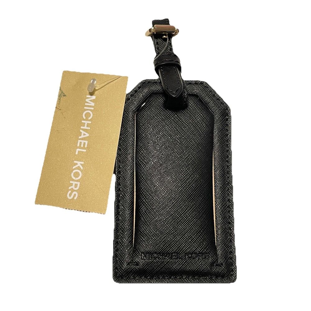 Michael Kors Jet Set Travel Black Saffiano Leather Luggage Tag New With Tag